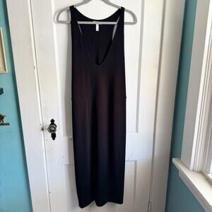 Leith Deep V-Neck Knit Maxi Dress Racerback Black Stretchy Size XXL Sexy Date